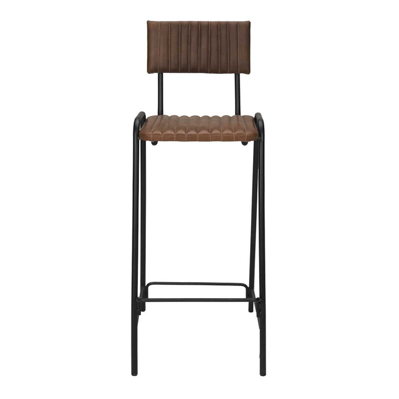 Tabouret de bar Luna vintage en cuir noir