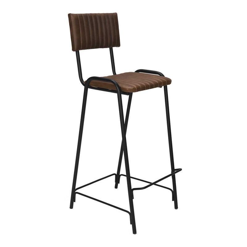 Tabouret de bar Luna vintage en cuir noir