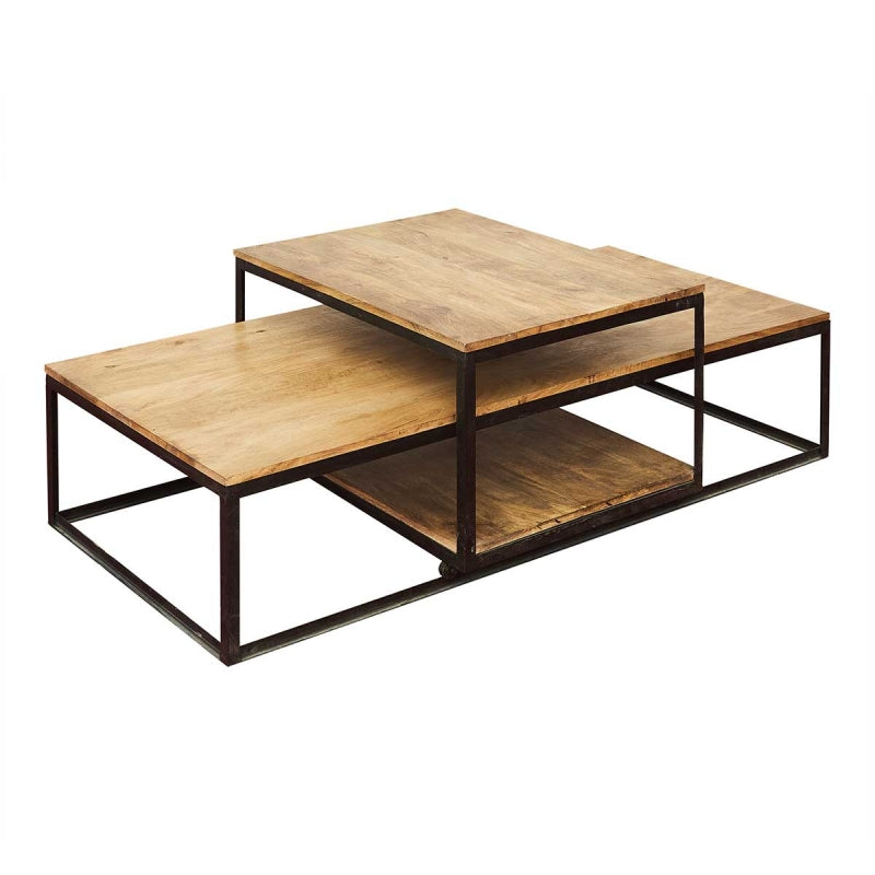 Mesa de centro nido industrial 150 cm madera mango Beta