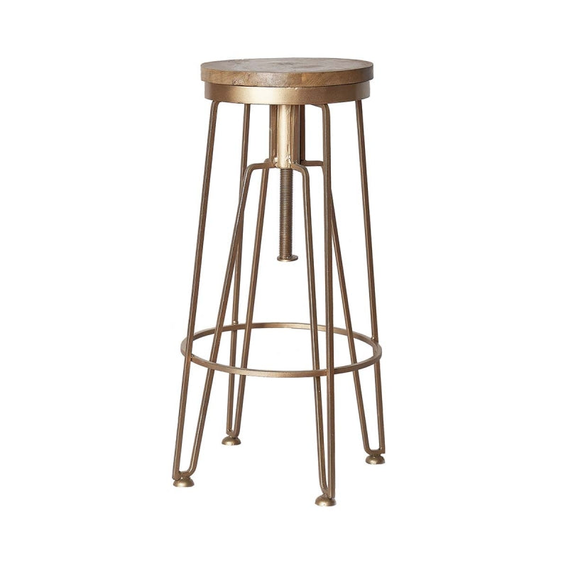 Tabouret de bar vintage Ritta en acier doré