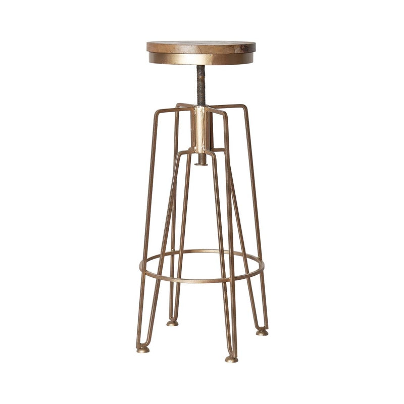 Tabouret de bar vintage Ritta en acier doré