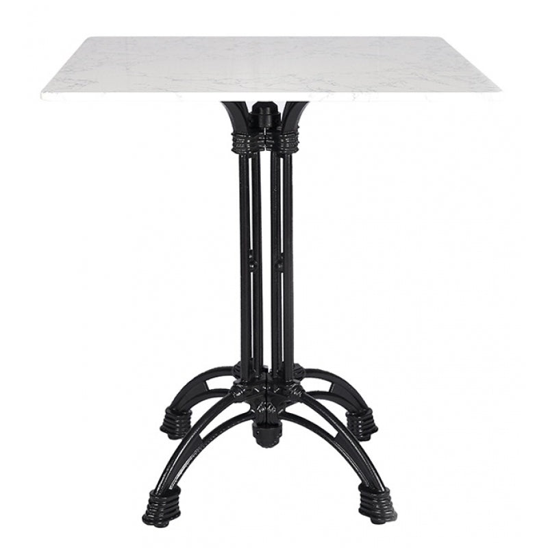 Table Orbigo piètement 4 pieds carré plateau marbre 70x70