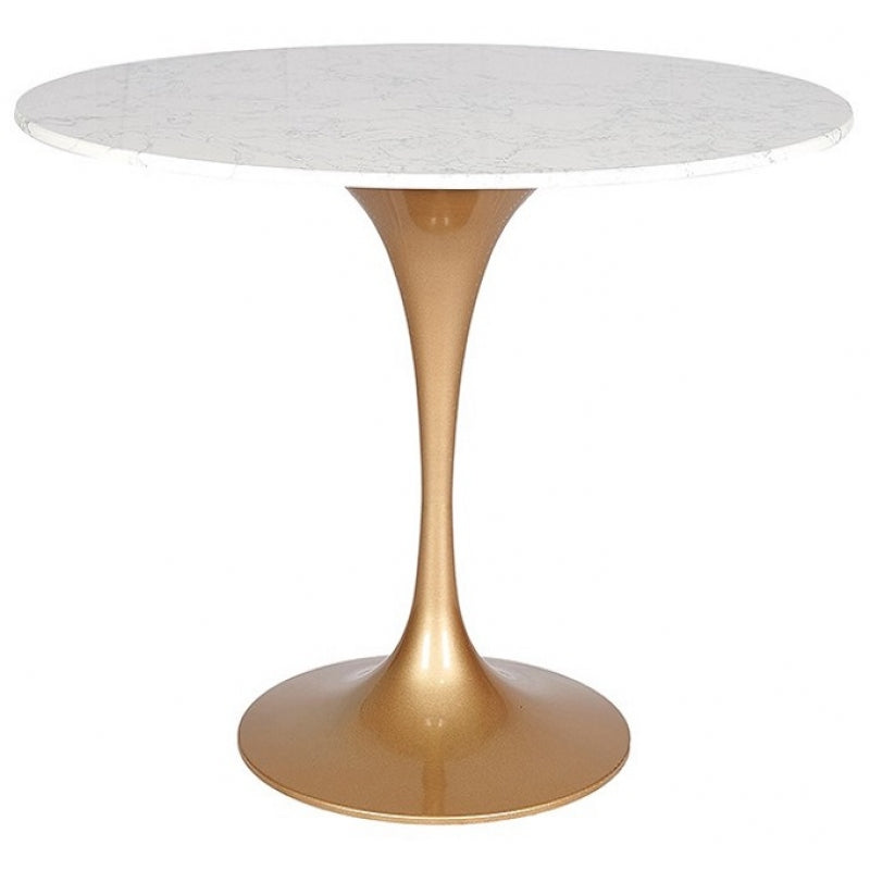 Mesa de jantar tulipa em mármore branco dourado