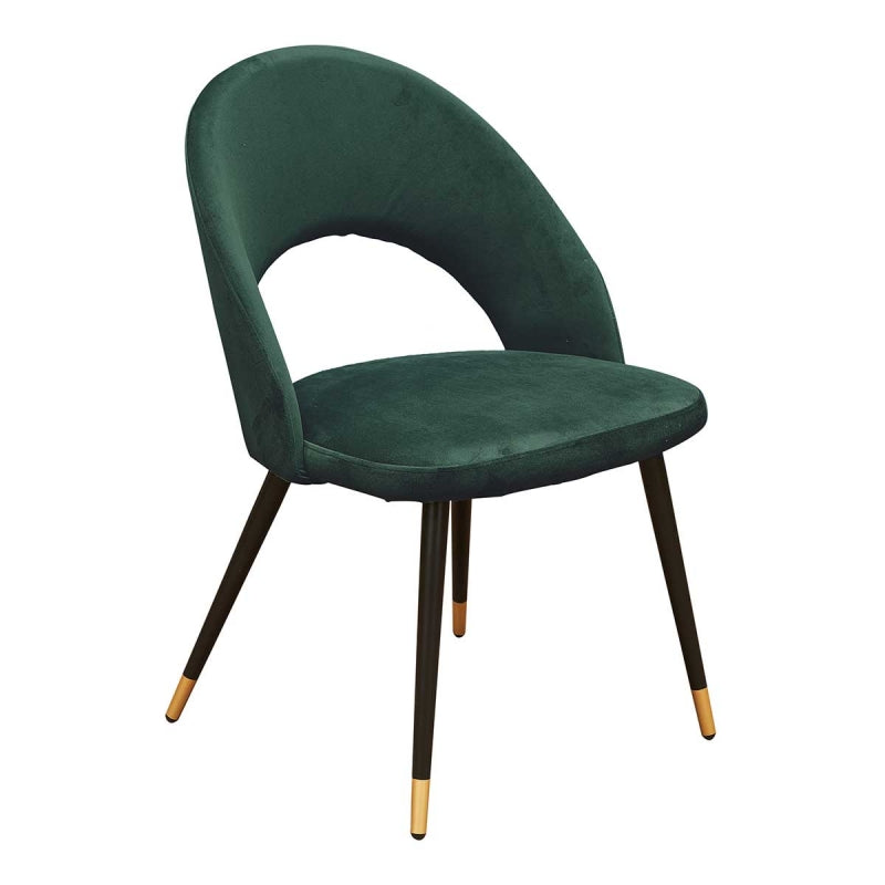 Chaise de salle à manger en velours vert Evelyn