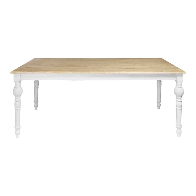 Mesa de jantar de madeira com base branca 200m Milano