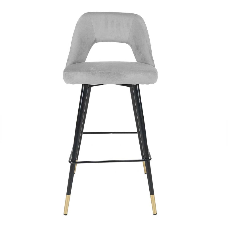 Tabouret de bar gris Tinna en velours