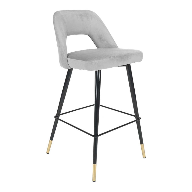 Tabouret de bar gris Tinna en velours