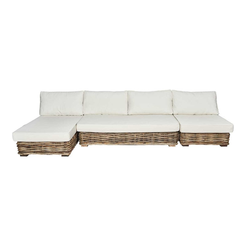 Sofá chaise longue modular ratán natural Caribe