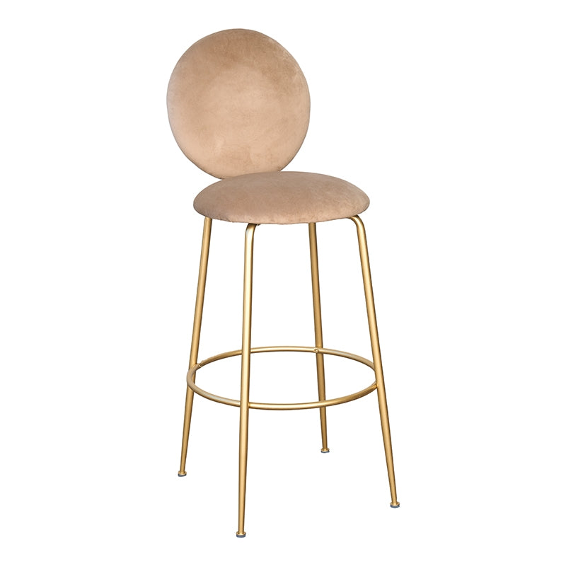 Tabouret en velours beige avec dossier en acier doré Beach 75