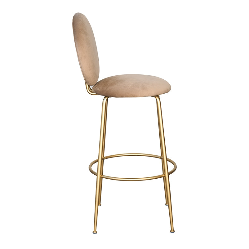 Tabouret en velours beige avec dossier en acier doré Beach 75