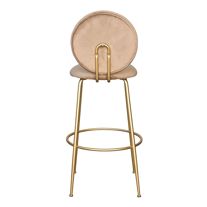 Tabouret en velours beige avec dossier en acier doré Beach 75