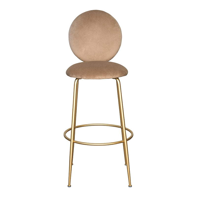 Tabouret en velours beige avec dossier en acier doré Beach 75