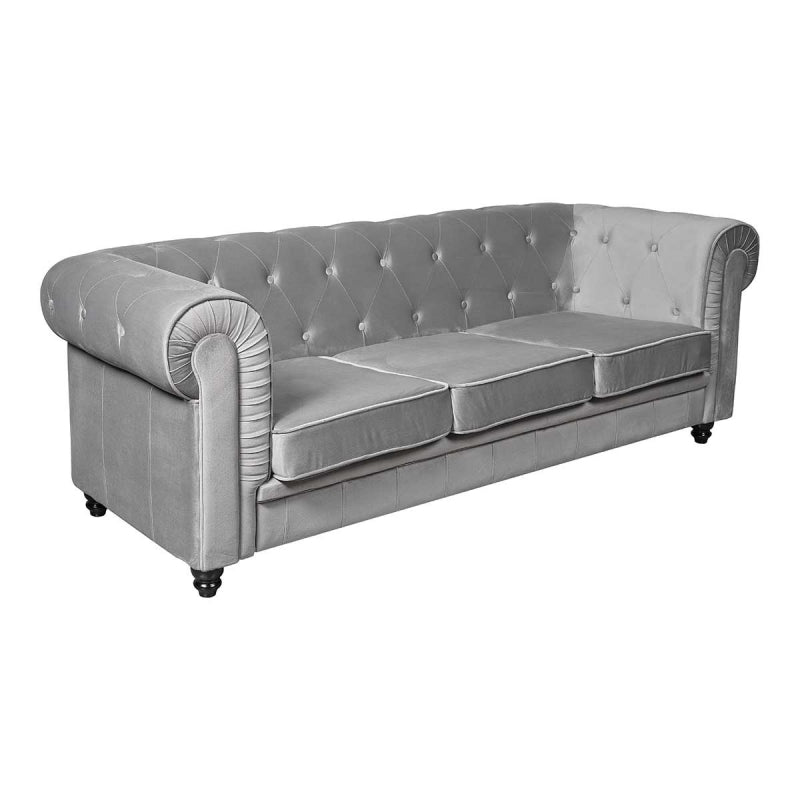 Sofá chesterfield terciopelo gris