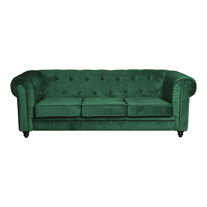 Sofá chesterfield de veludo verde