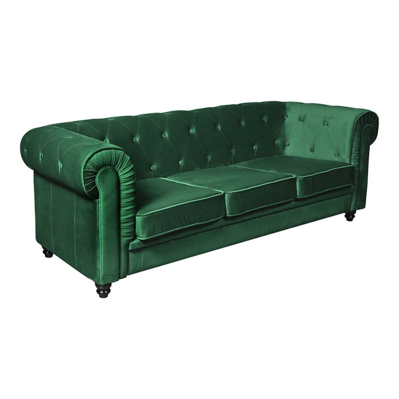 Canapé chesterfield en velours vert