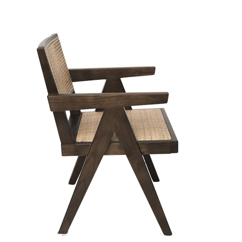 Cadeira de jantar de madeira e rattan Annia