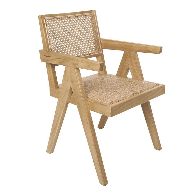 Chaise de salle à manger en bois et rotin Annia