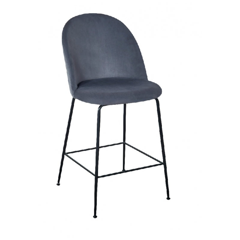 Tabouret de bar Rosi en velours gris H65 cm