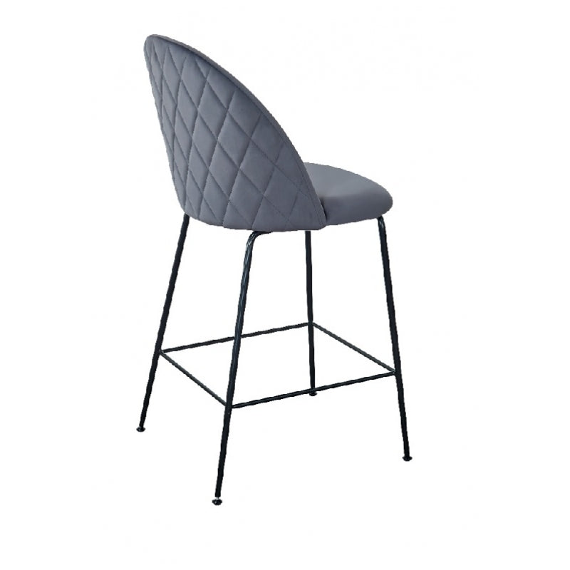 Tabouret de bar Rosi en velours gris H65 cm