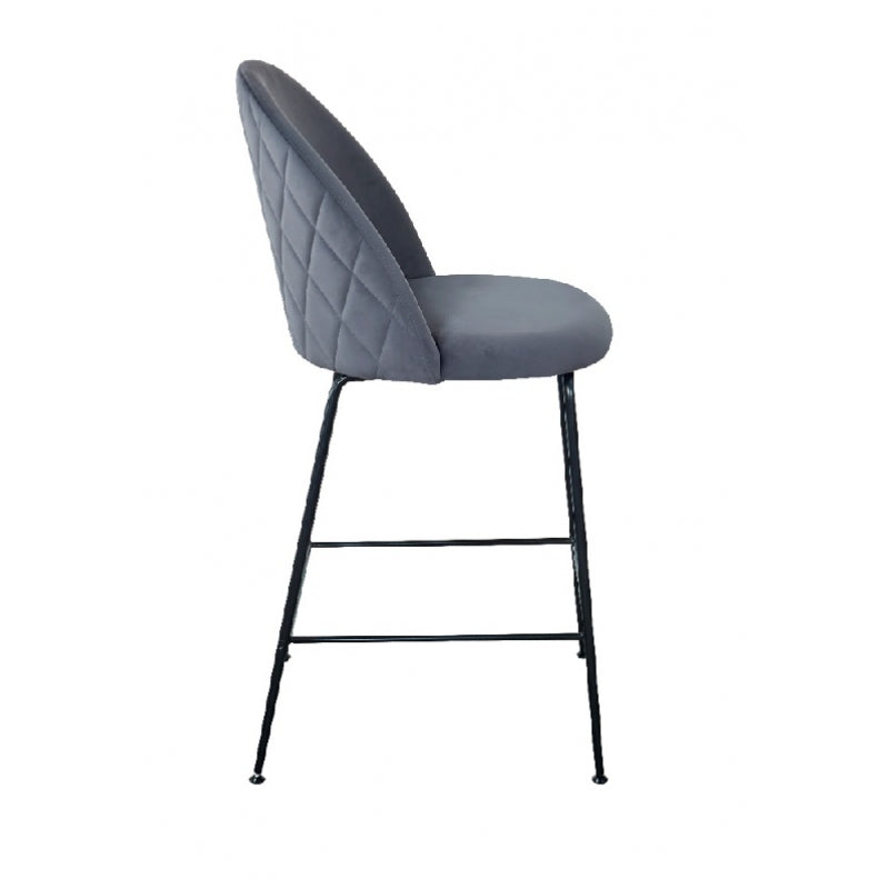 Taburete de bar Rosi terciopelo gris H65 cms