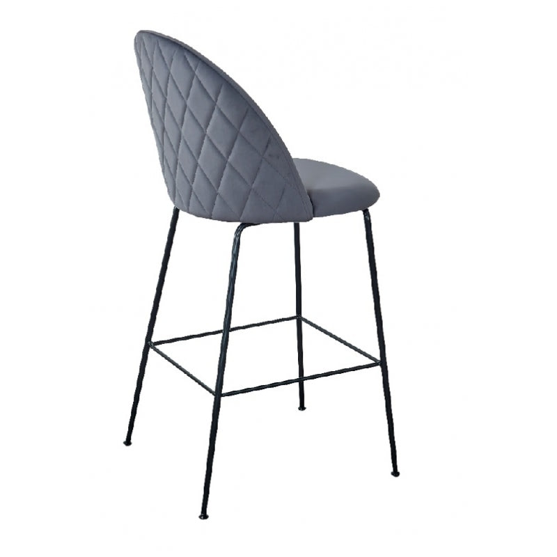 Tabouret de bar Rosi en velours gris graphite H75 cm