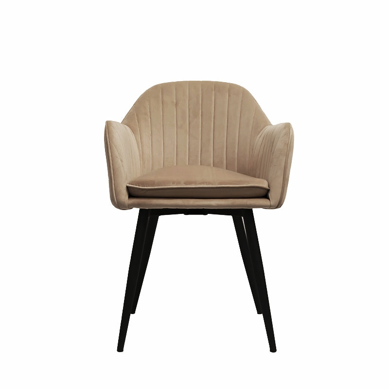 Fauteuil de salle à manger en velours beige Rynno