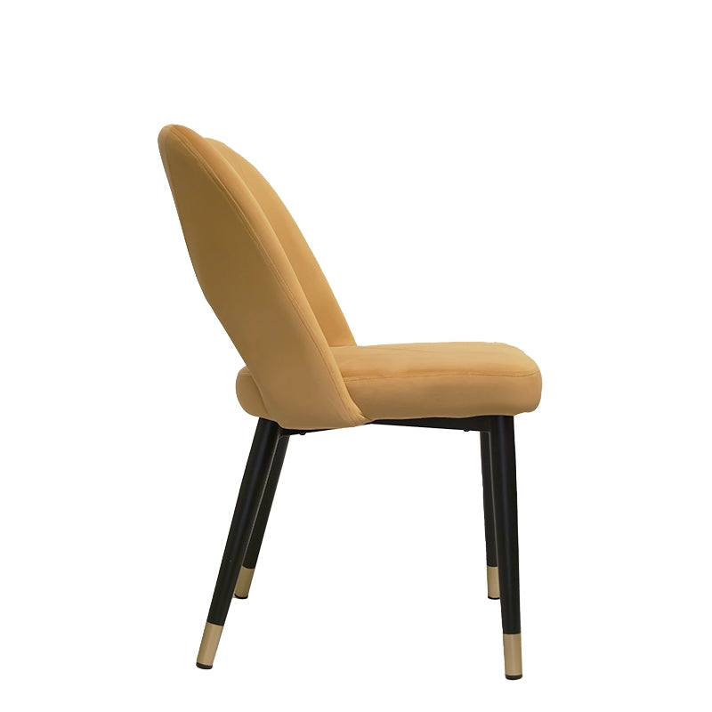 Chaise de salle à manger en velours jaune Tinna