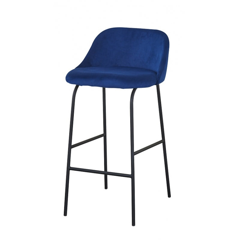 Tabouret de bar Moma en velours bleu