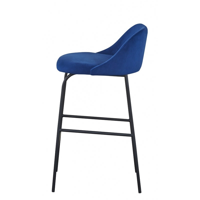 Tabouret de bar Moma en velours bleu