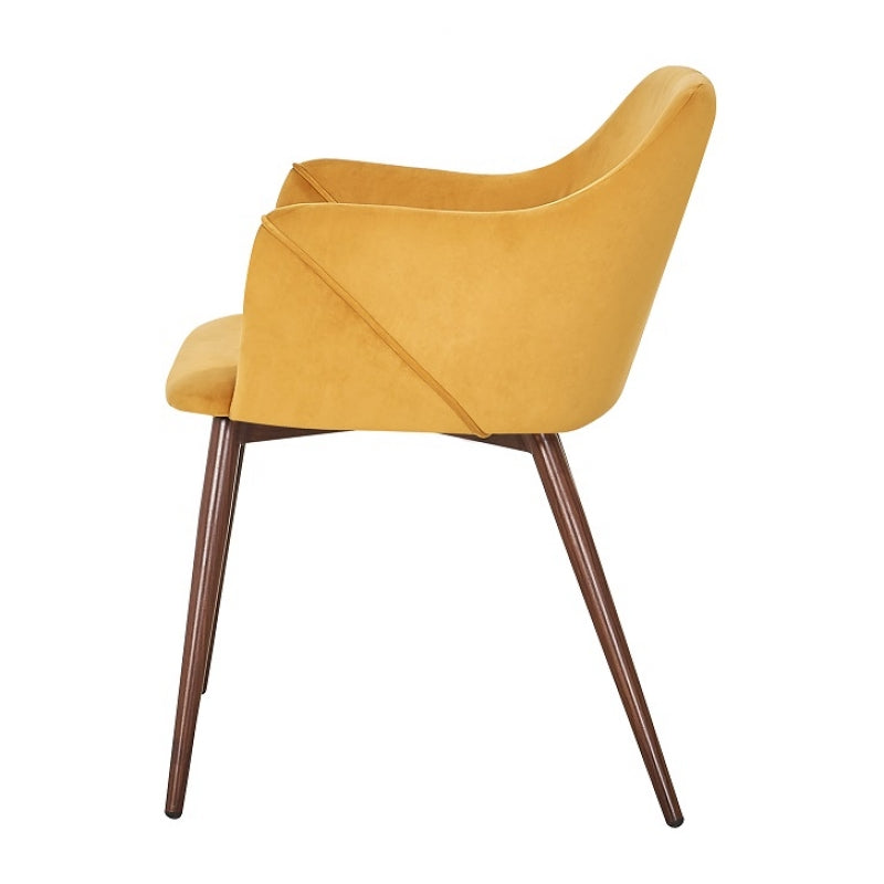 Chaise de salle à manger en velours jaune Filip