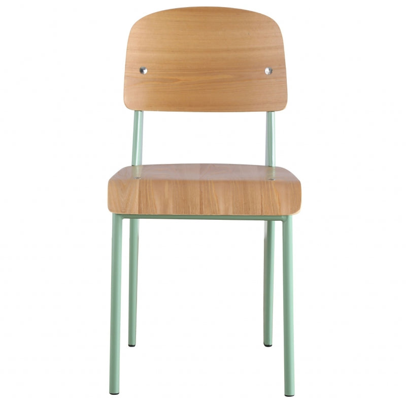Chaise de salle à manger en bois et acier vert Jen