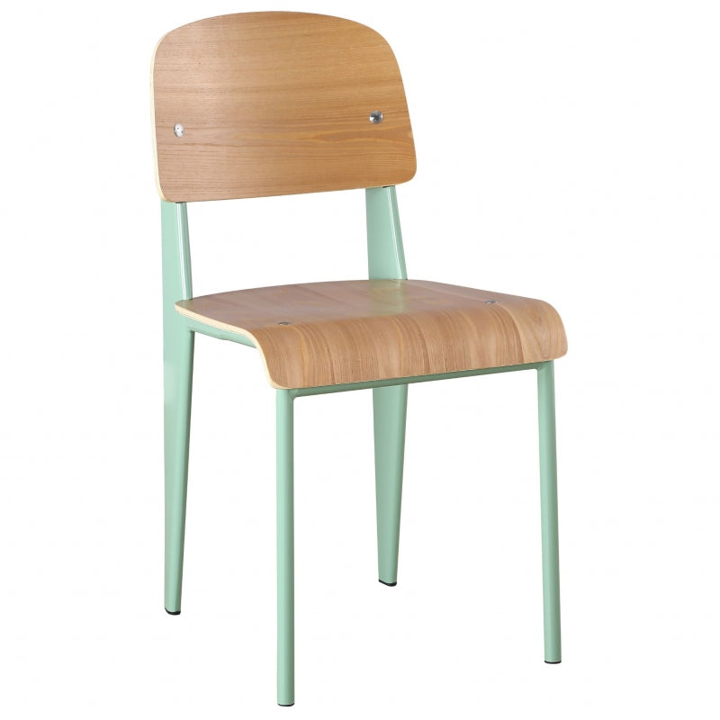 Chaise de salle à manger en bois et acier vert Jen