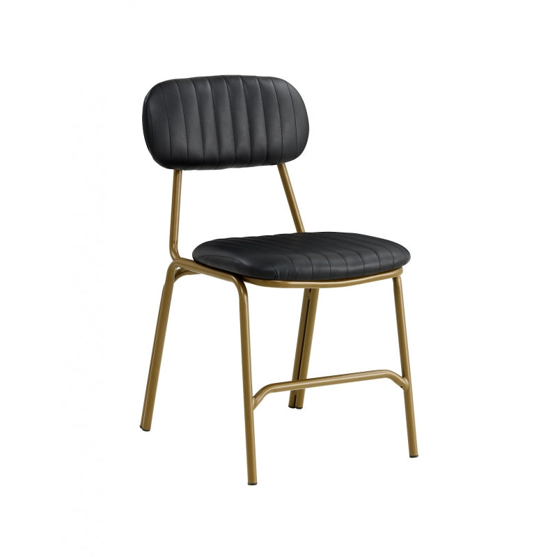 Cadeira de jantar vintage Candela dourada imitação de couro Preto
