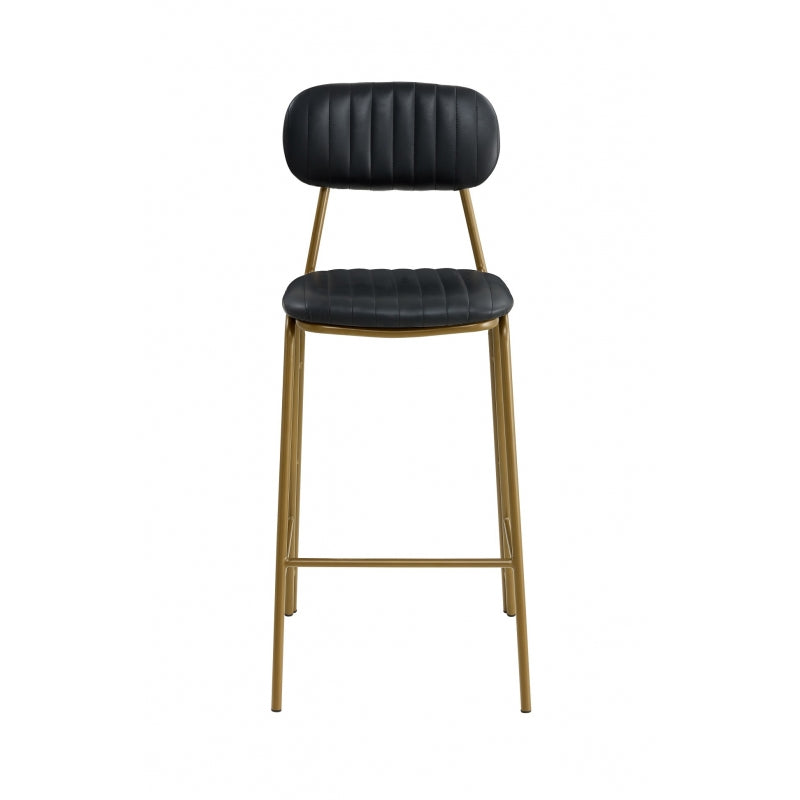 Tabouret de bar vintage doré Candela simili cuir Noir