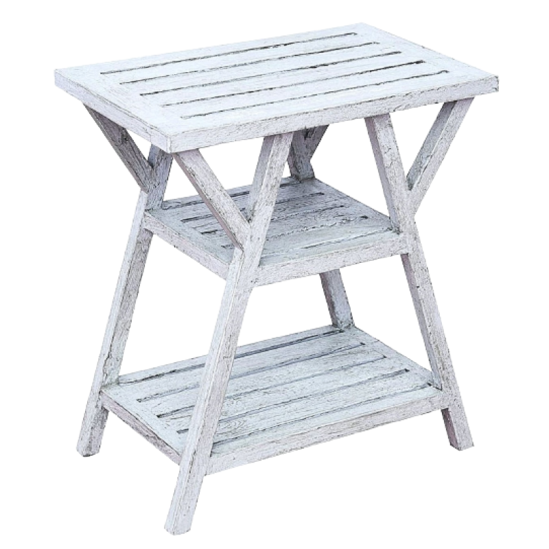 Mesa lateral de madeira Boreal branca