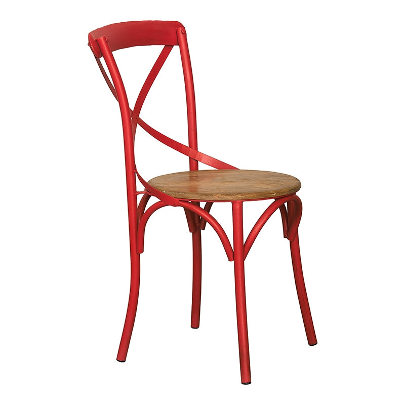 Assento de madeira para cadeira de metal cruz vintage
