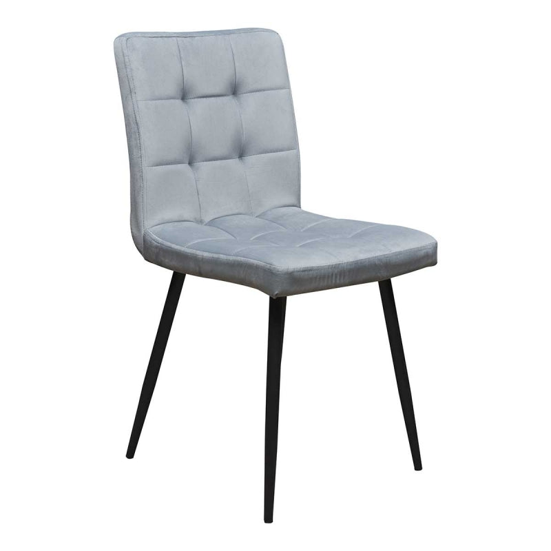 Chaise de salle à manger rembourrée en velours gris bleu Julia