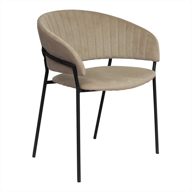 Chaise de salle à manger en velours Diana acier noir Beige