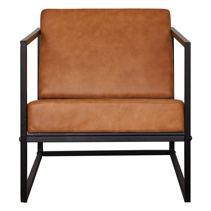 Fauteuil vintage en cuir marron Selman