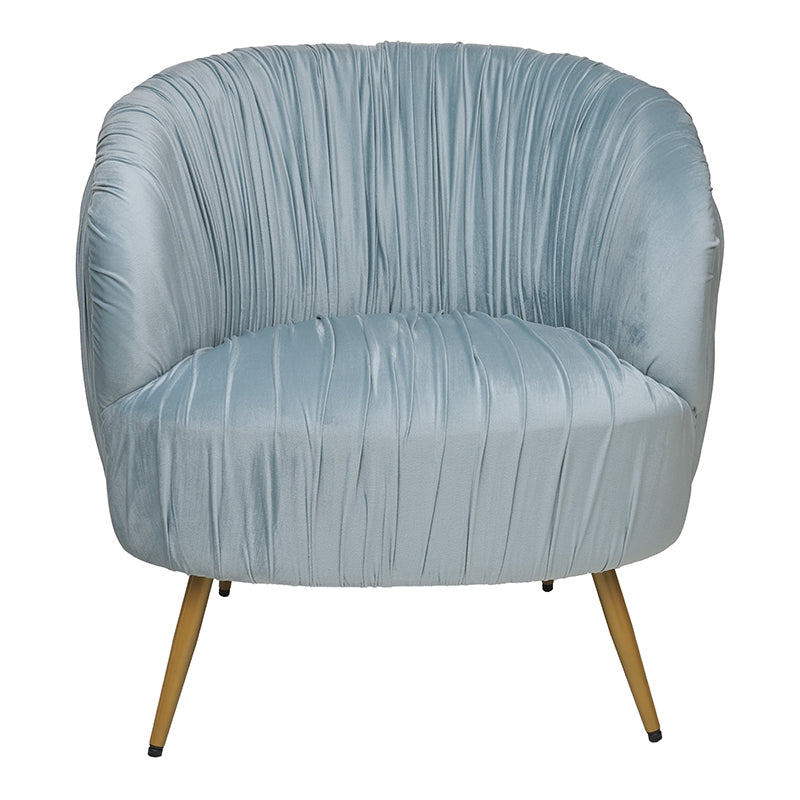 Fauteuil Venice en velours bleu avec pieds dorés