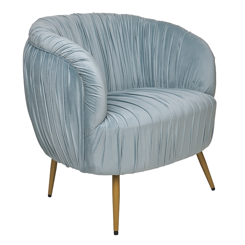 Fauteuil Venice en velours bleu avec pieds dorés