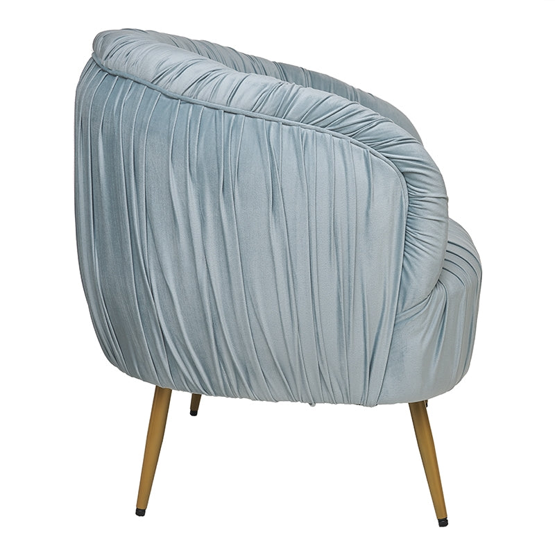 Fauteuil Venice en velours bleu avec pieds dorés