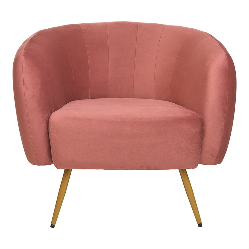 Fauteuil en velours pieds or rose Océan