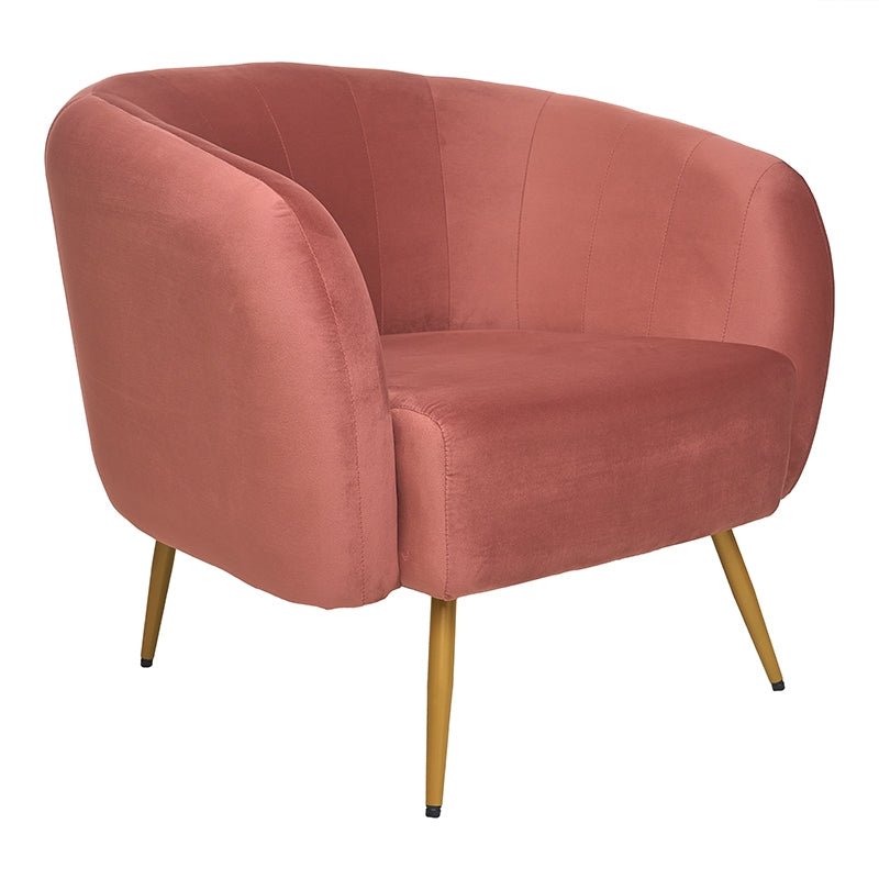 Fauteuil en velours pieds or rose Océan