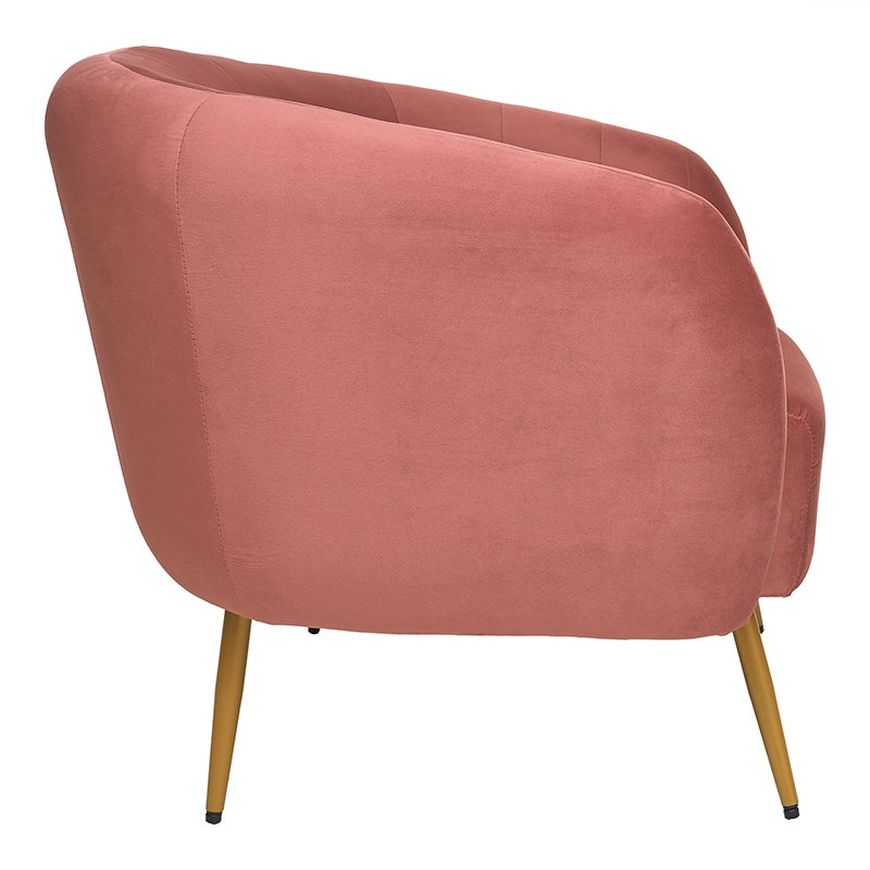 Fauteuil en velours pieds or rose Océan