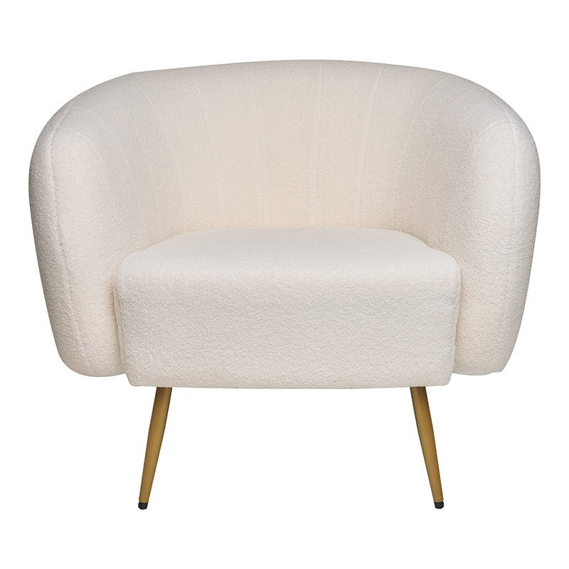 Fauteuil Bouclé pieds dorés Blanc océan