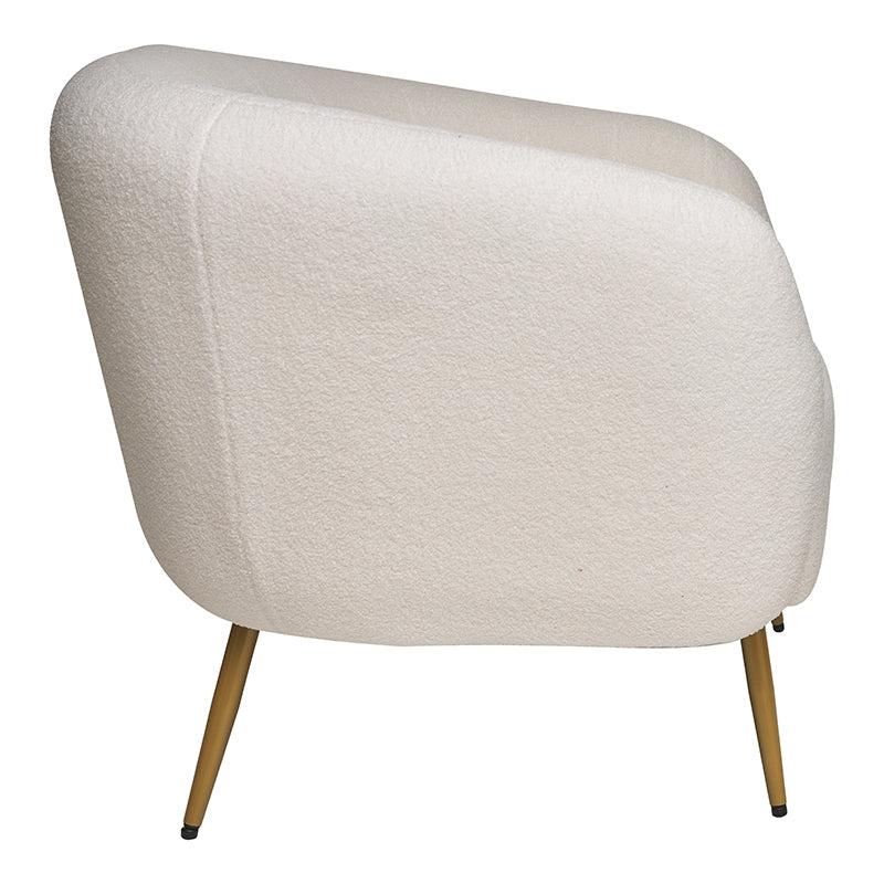 Fauteuil Bouclé pieds dorés Blanc océan