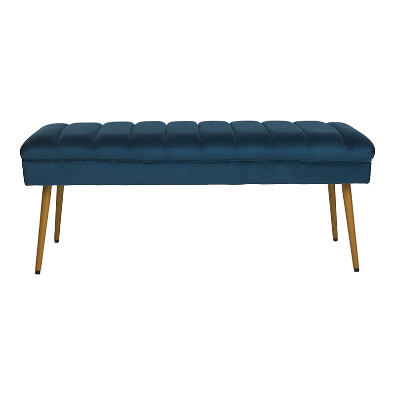 Banquette en velours pieds dorés Denver bleu