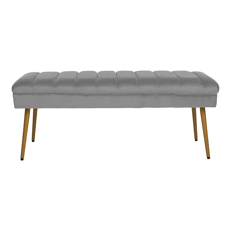 Banquette en velours pieds dorés Denver gris