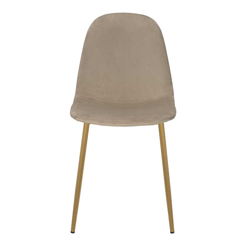 Silla de comedor patas doradas terciopelo beige Mery